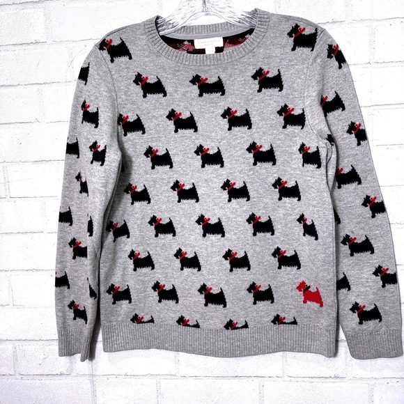 Charter Club Sweaters - Charter Club Scottie Dog Sweater Petite M Gray Novelty Knit Preppy Classic Dogs